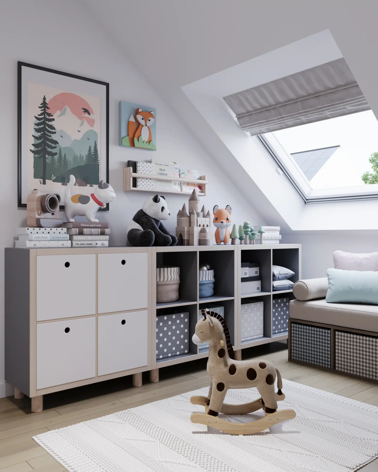 Chest of drawers for toys and books by the window.