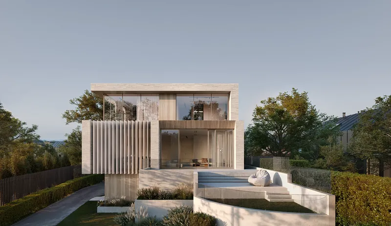 Villa avec espace détente clôturé et jardin (rampe non vitrée).