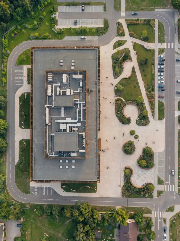 Luftbild-Masterplanansicht des Gebiets.