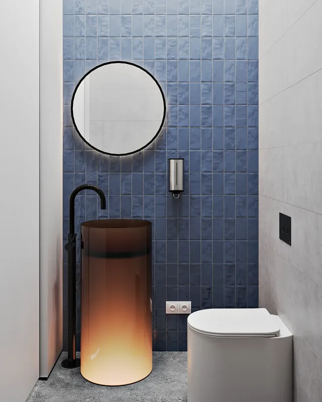 Conception épurée et minimaliste d'une cabine de toilettes de bureau moderne.