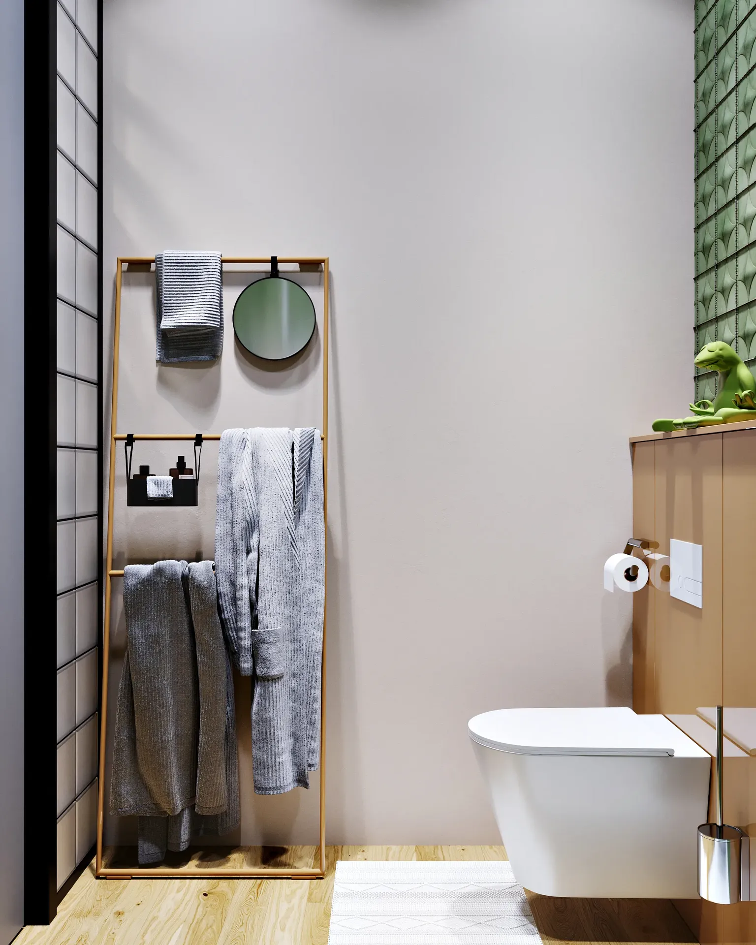 Porte-serviettes moderne, entrée de salle de bain et meuble WC