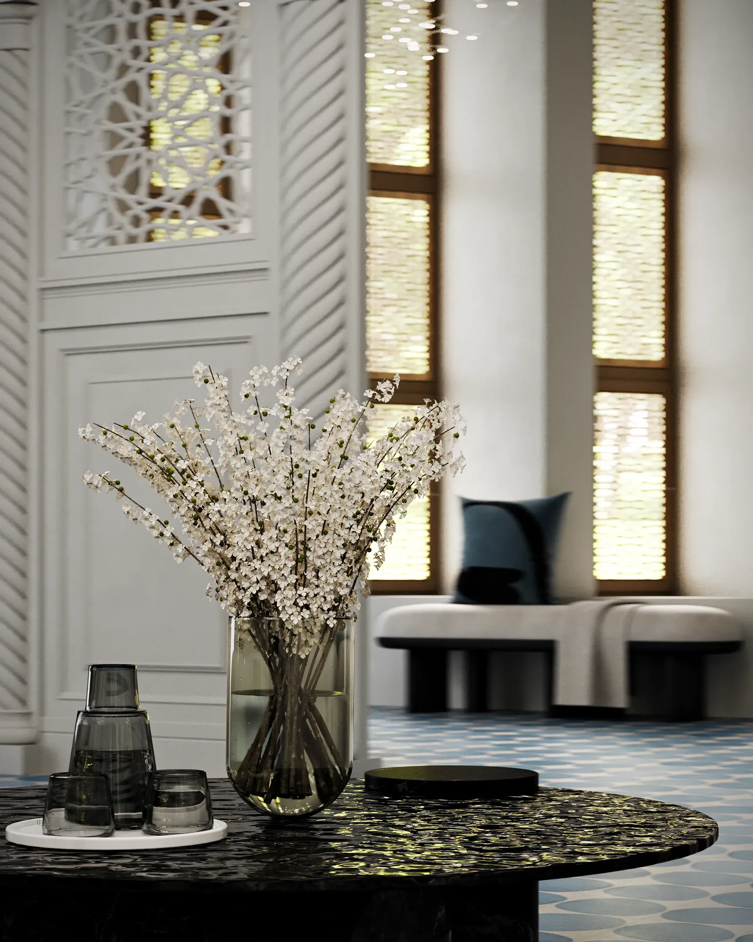 View of the coffee table.
