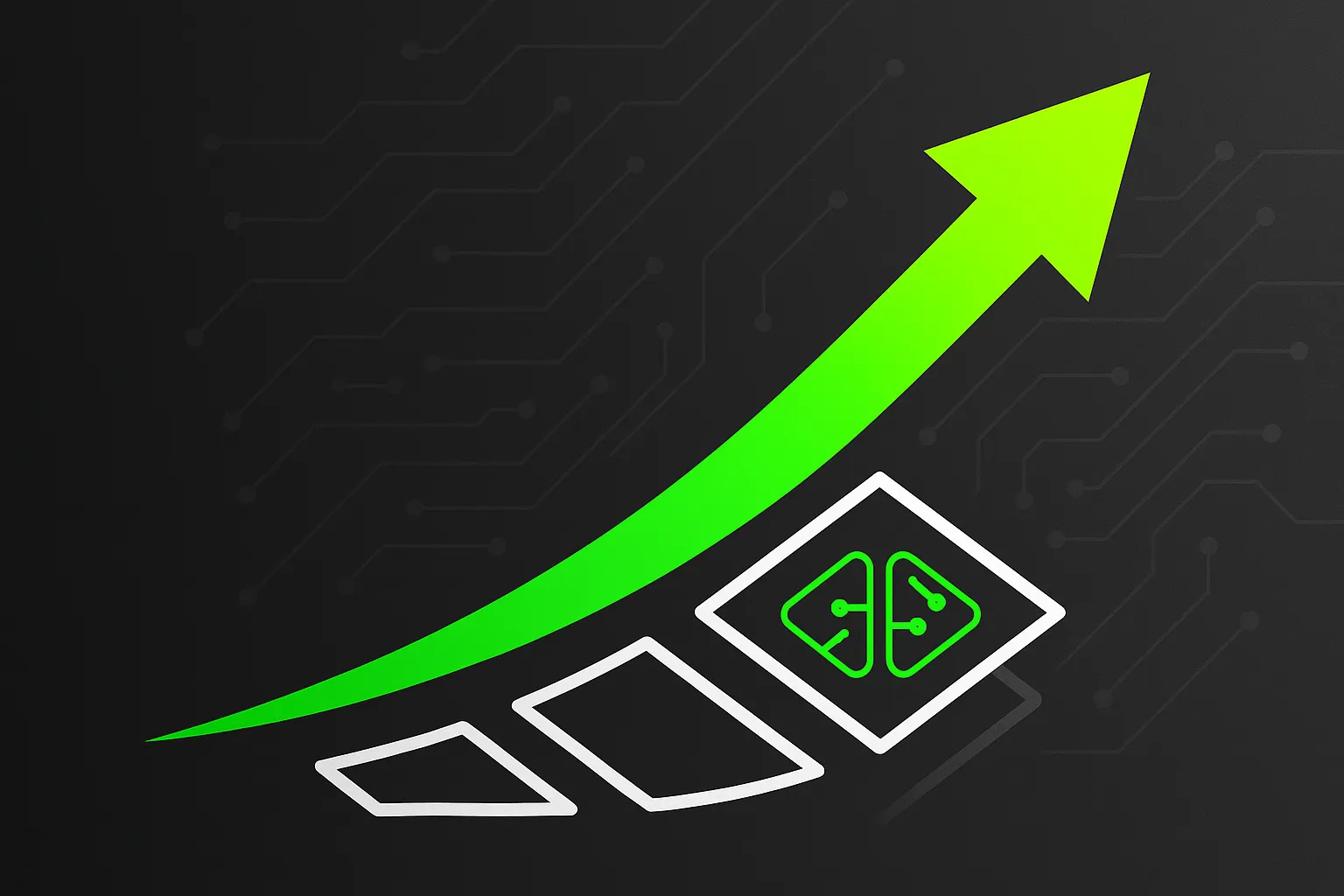 An abstract representation of moving decisively beyond AI assessment towards implementation, empowering SMEs to act confidently and overcome inertia.