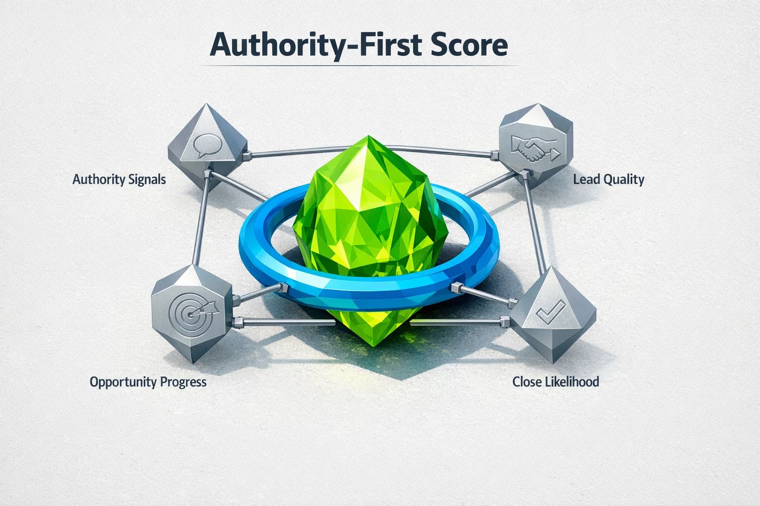 A visual framework showing how Authority Signals (thought leadership, inbound mentions) translate into Lead Quality, which then impacts Pipeline Velocity and the Likelihood to Close.