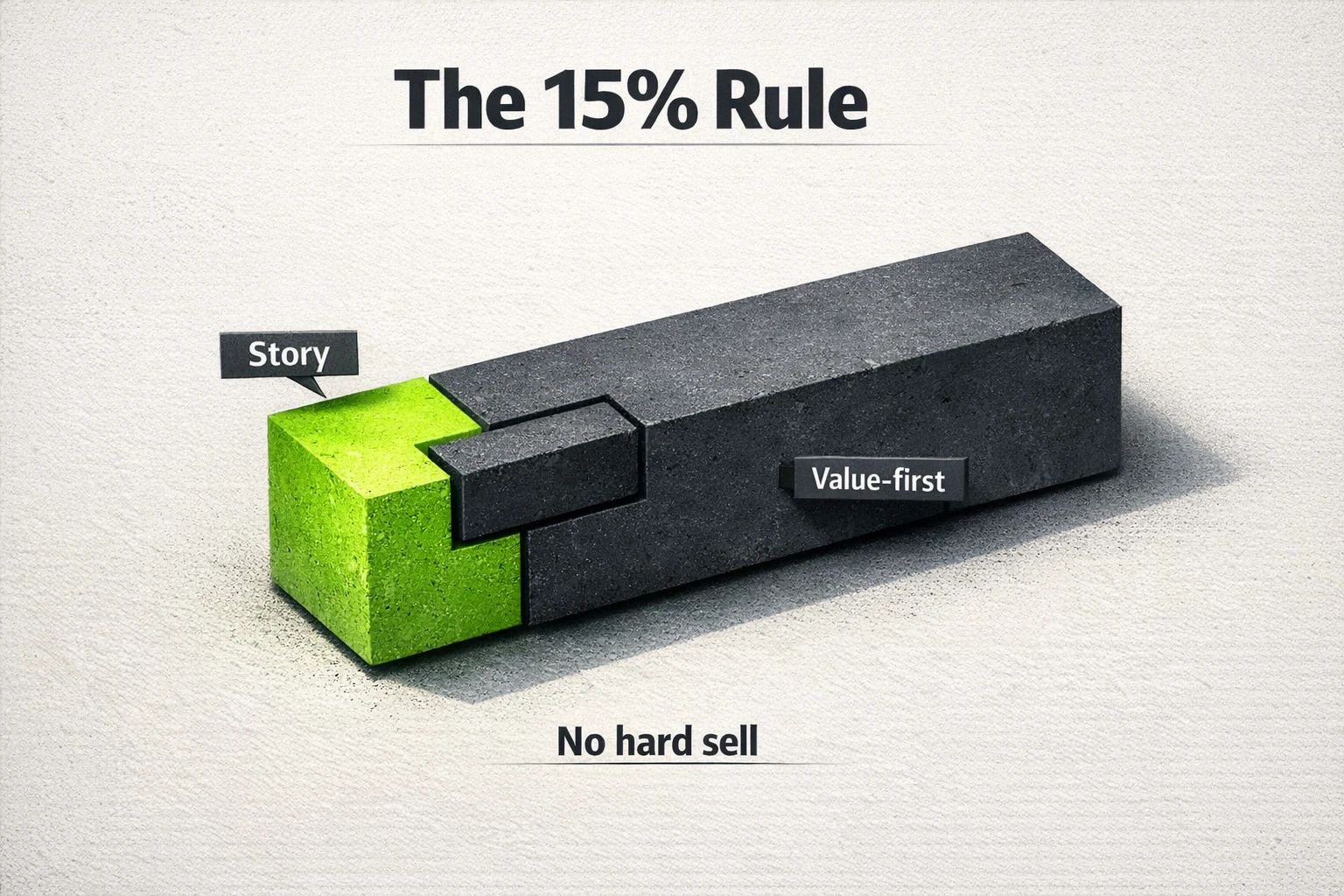 Treat storytelling as a small, specific slice that supports a larger value-first post. The goal is connection and clarity—without turning the narrative into a pitch.