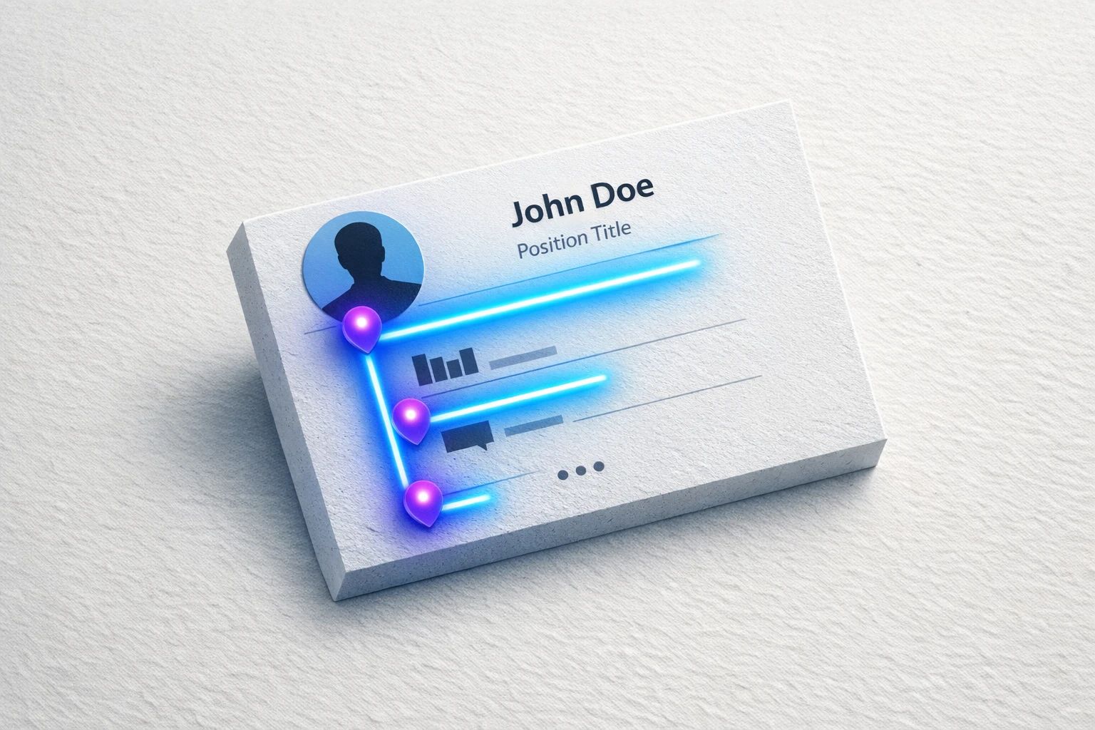 An illustration showing how a user's eyes quickly scan a LinkedIn profile in an F-pattern, with focus on the first few words of the headline.