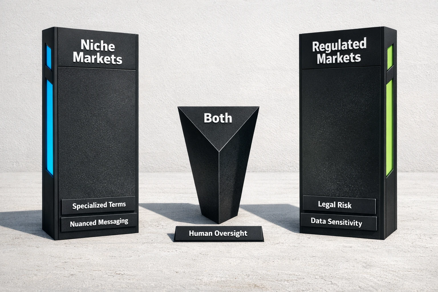 A visual comparison of what makes niche analysis hard versus what makes regulated analysis risky, and what both require.