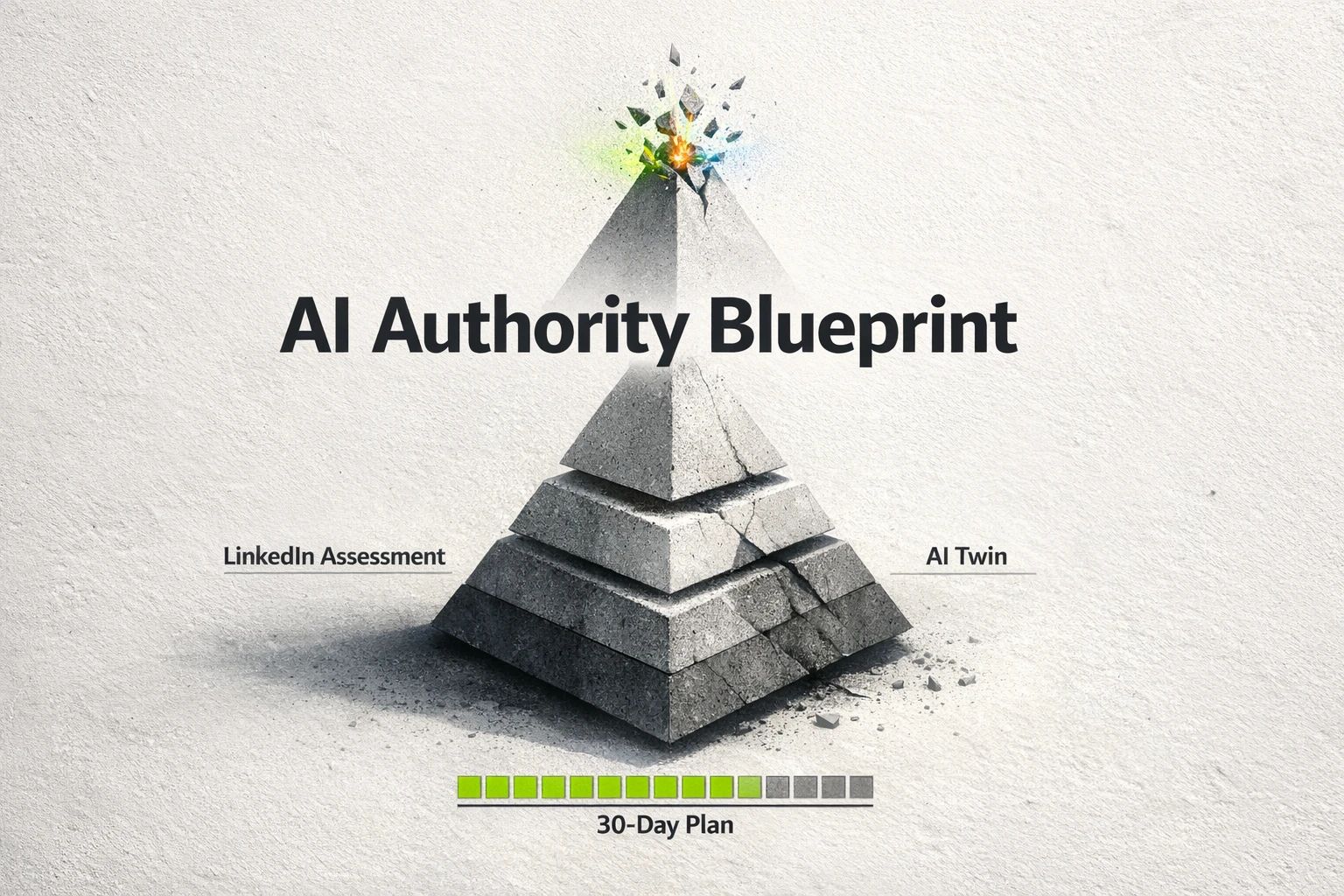 A visual representation of a human interview being transformed into a custom AI model and then into a structured 30-day content plan.