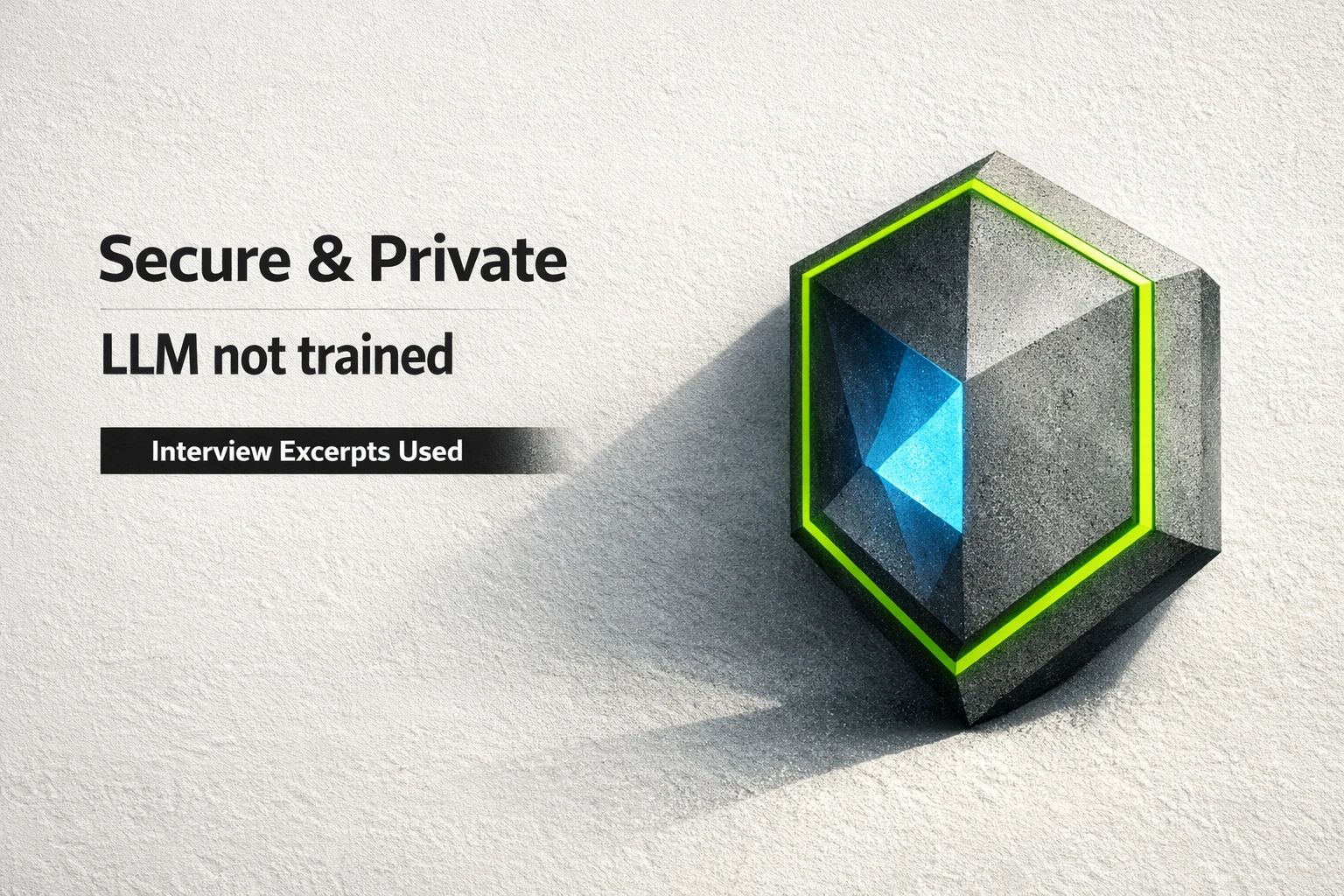 A shield icon symbolizing data security and privacy, illustrating that client data is protected and not used for public LLM training.