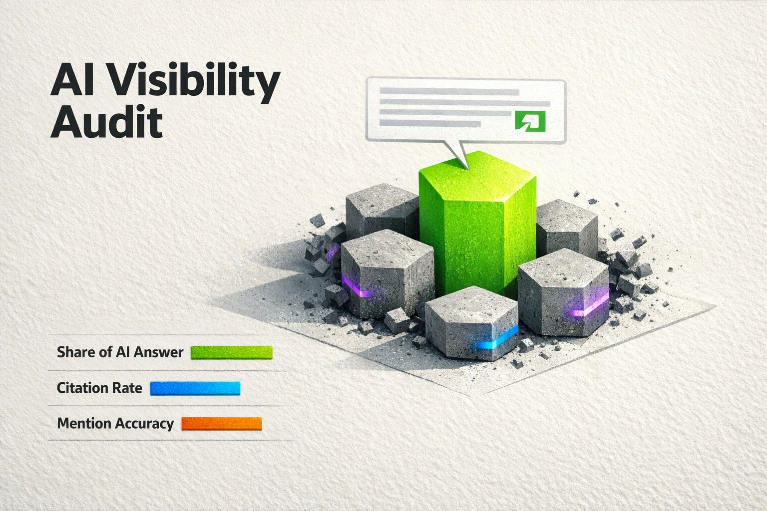 Audit overview: visualize category concentration in AI answers and the new KPIs industrial marketers must track.
