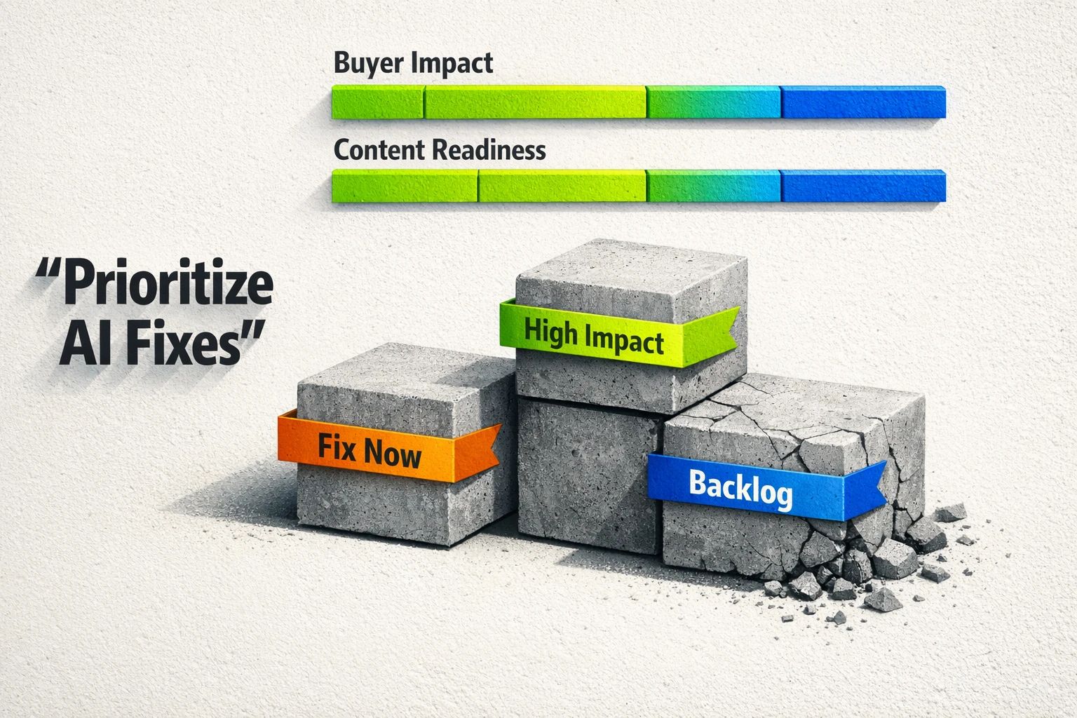 From audit to action: a simple visual to prioritize content updates that improve AI visibility and capture buying-intent queries.