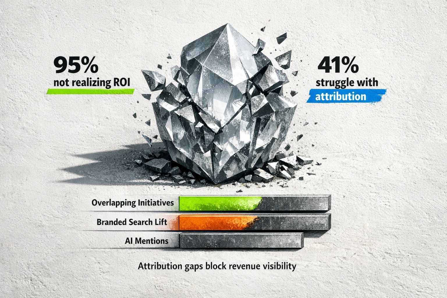 Attribution risk visual: validated research figures emphasize why marketers must build clear attribution models for AI-driven influence.