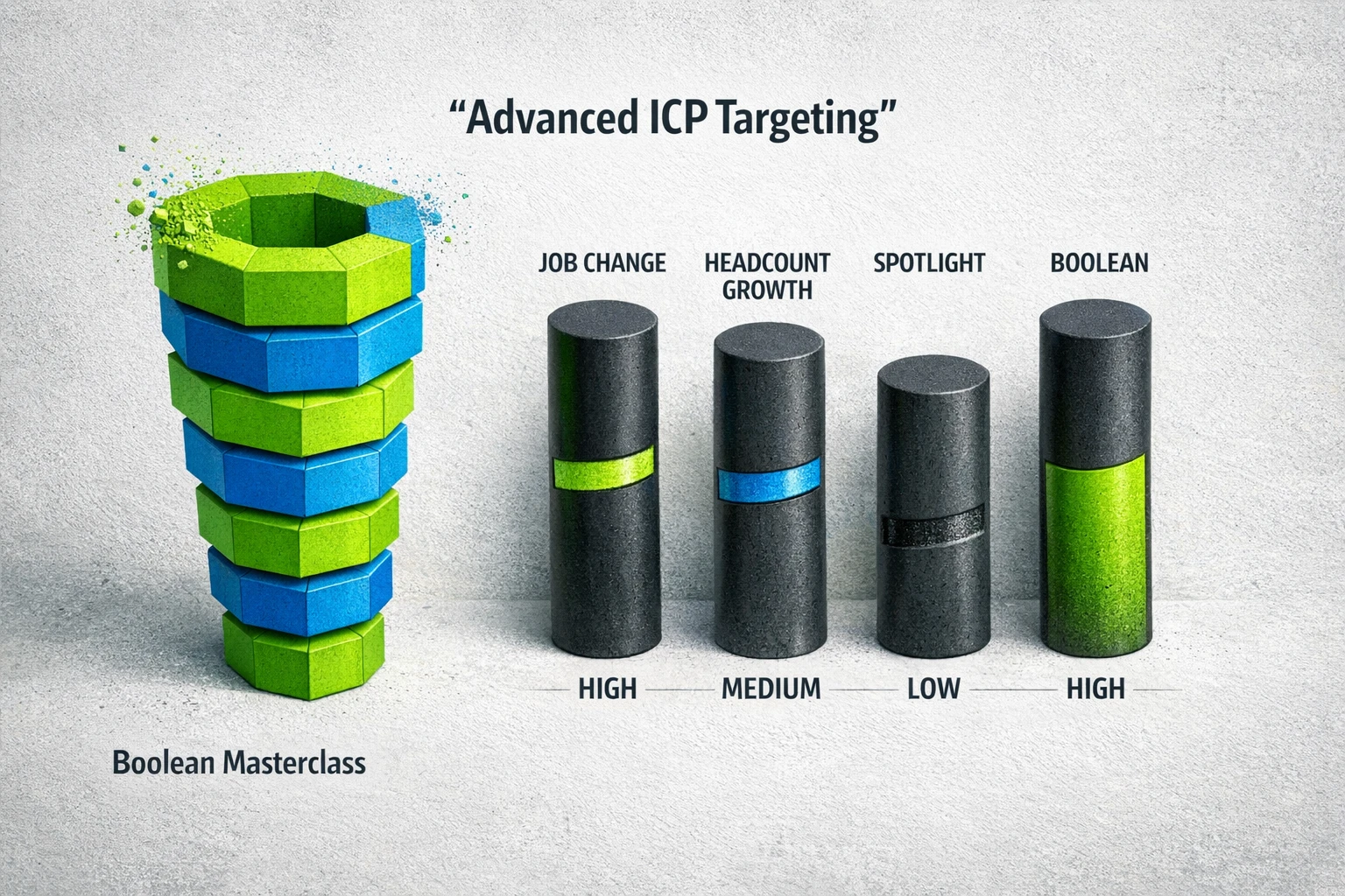 Compare advanced filter plays: visualize which filters deliver surgical precision for account intelligence and ICP alignment without relying on raw counts.