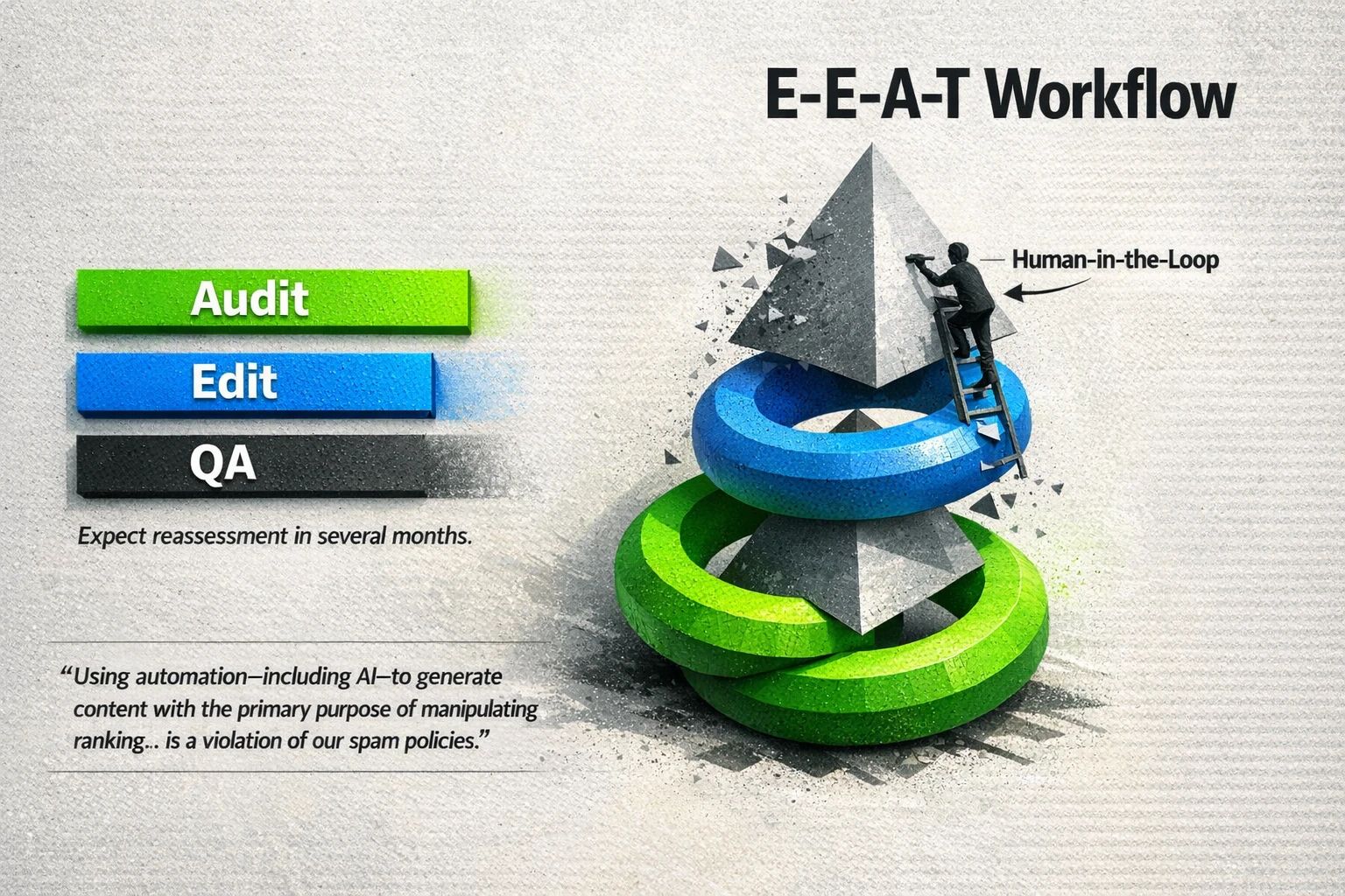 A visual representation of a human-in-the-loop workflow, with progress bars and clear stages for human input and AI assistance, illustrating a structured process.