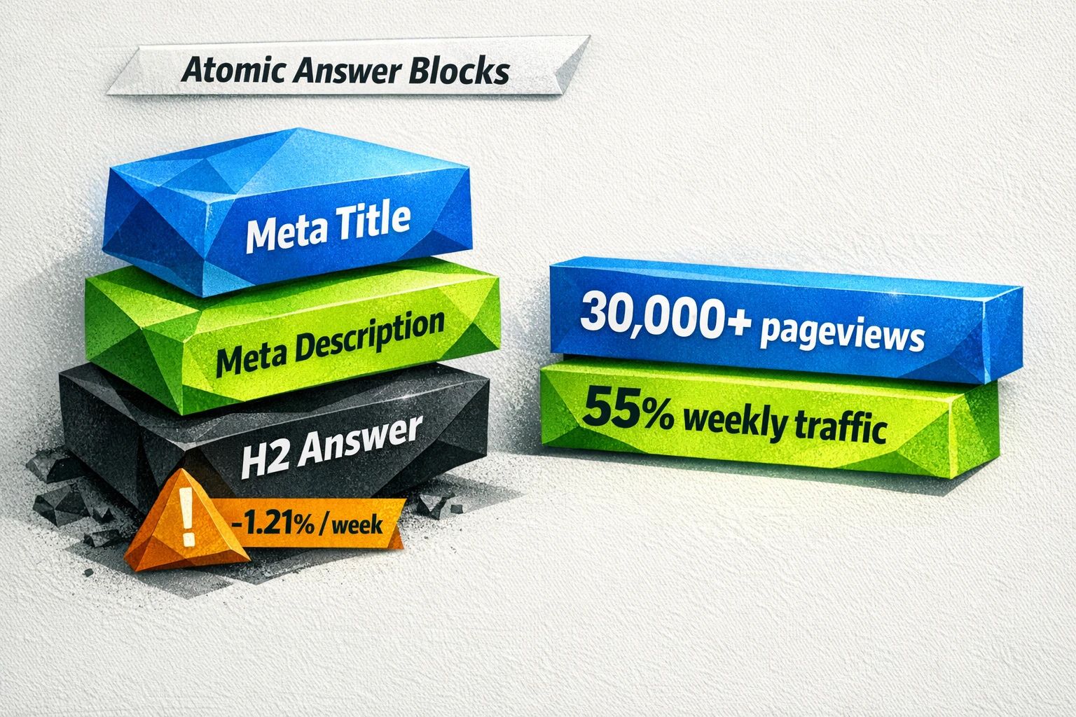 Automated Refresh Engine: LLMs + human-in-the-loop increase throughput — '25% more articles' and 'quadrupled pace' per the research brief; schedule reviews every 3–6 months.