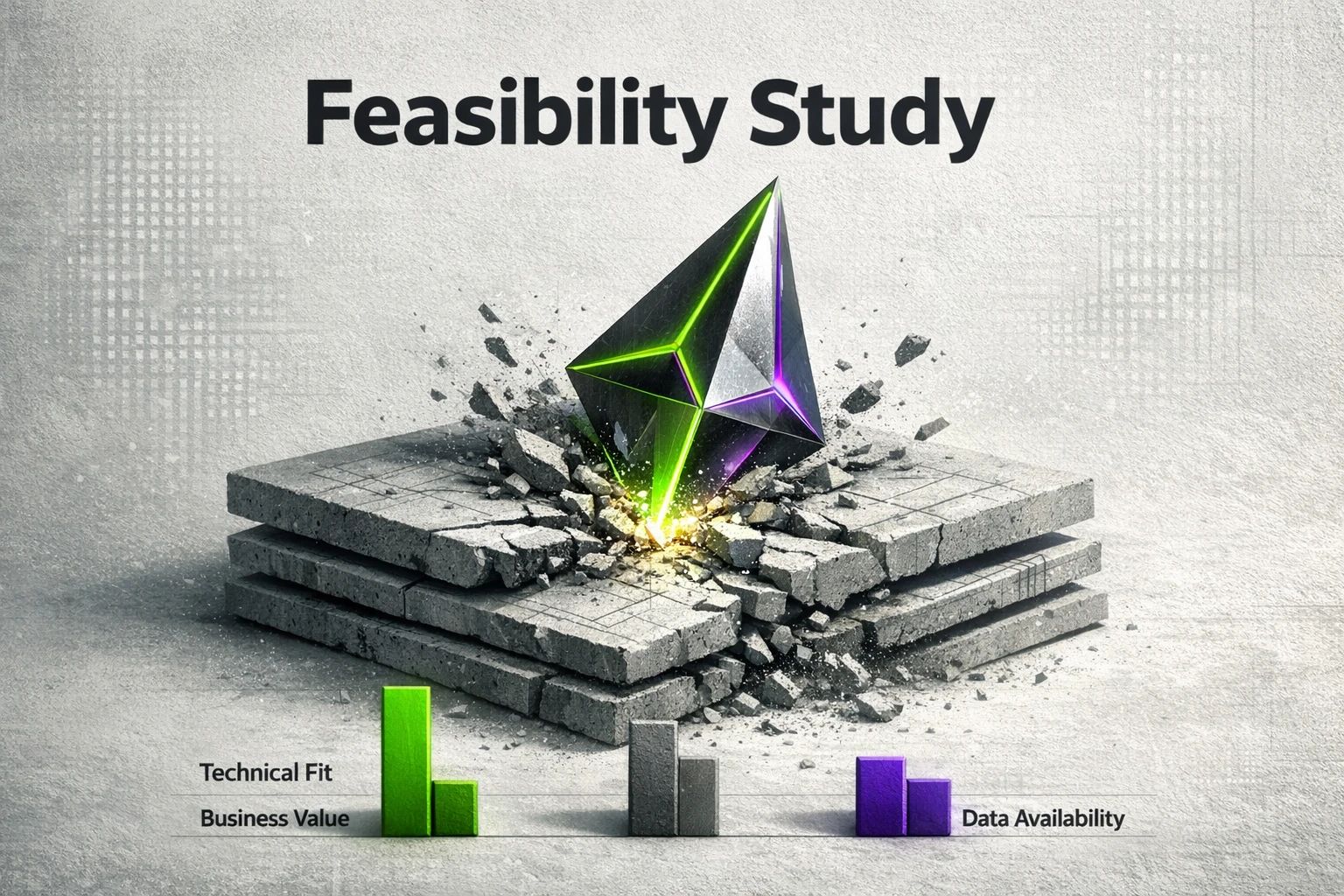 Feasibility Study — Assess technical fit, business value and data readiness with a visual, decision-focused evaluation that highlights where to probe deeper.