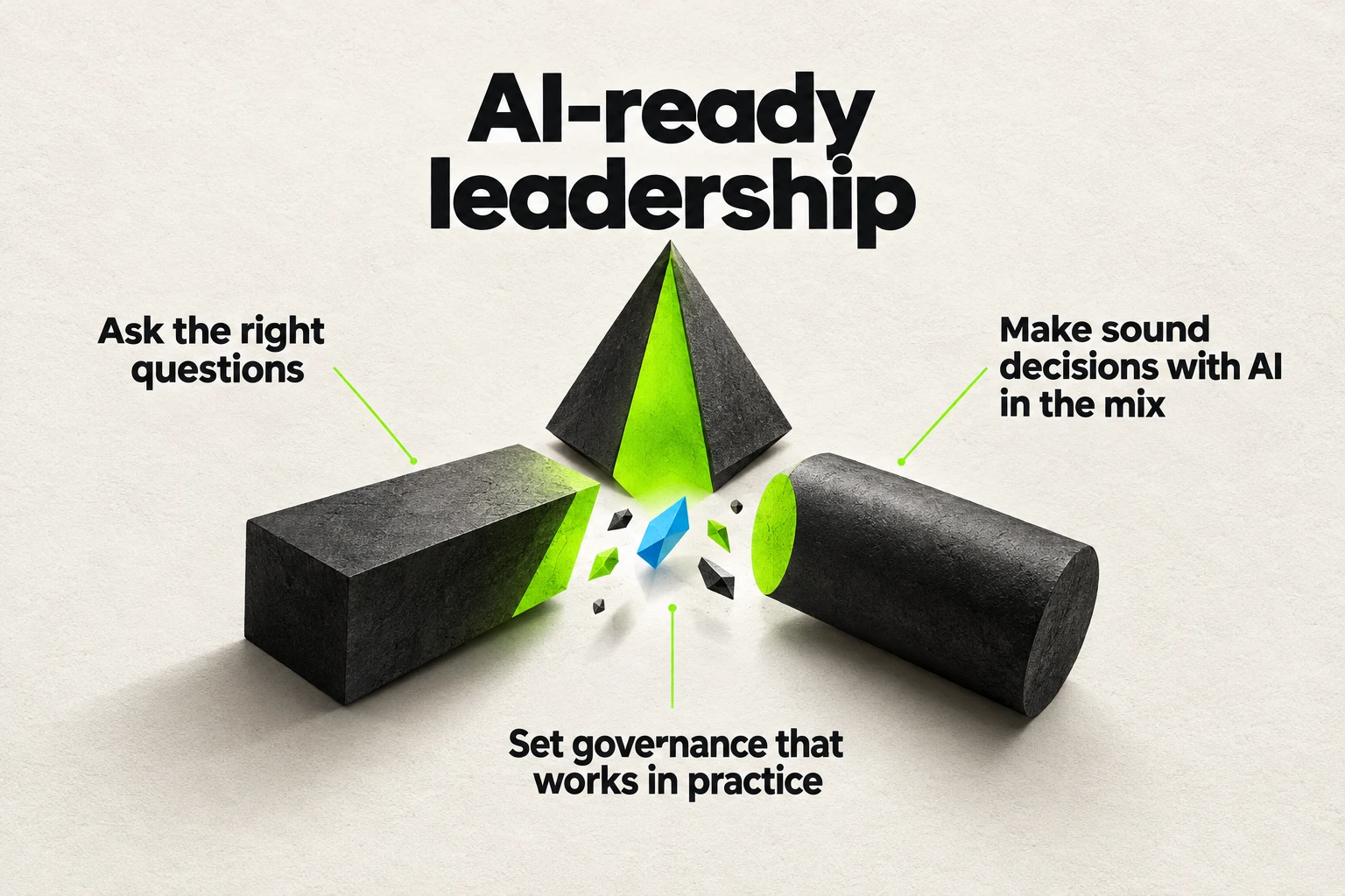 AI-ready leaders need the ability to ask the right questions, make sound decisions with AI in the mix, and set governance that works in practice.