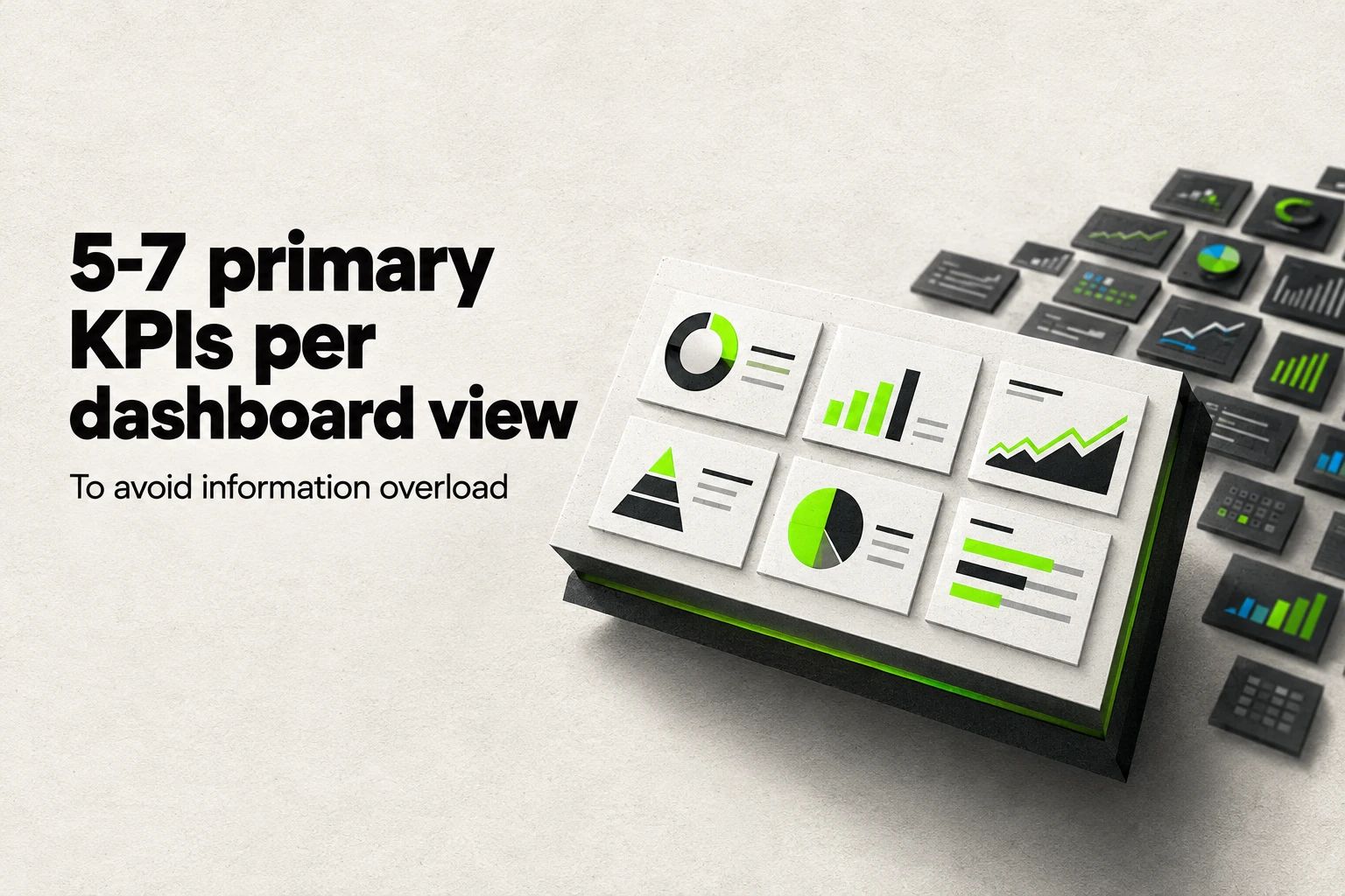 Using 5-7 primary KPIs per dashboard view avoids information overload.