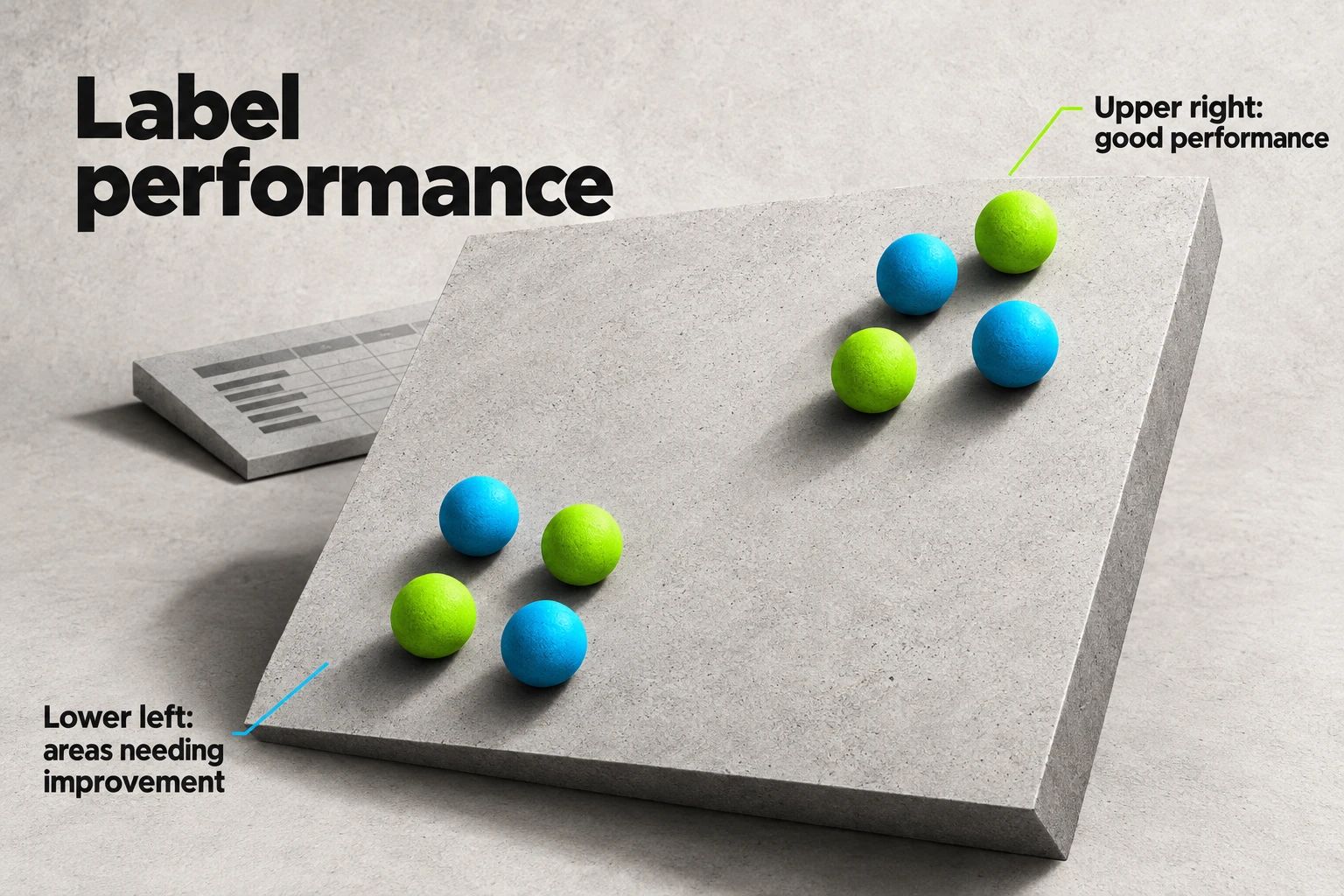 In a bubble chart, upper-right bubbles indicate good label performance, while lower-left bubbles signal areas needing improvement. This positioning helps users quickly perceive and analyze label performance.