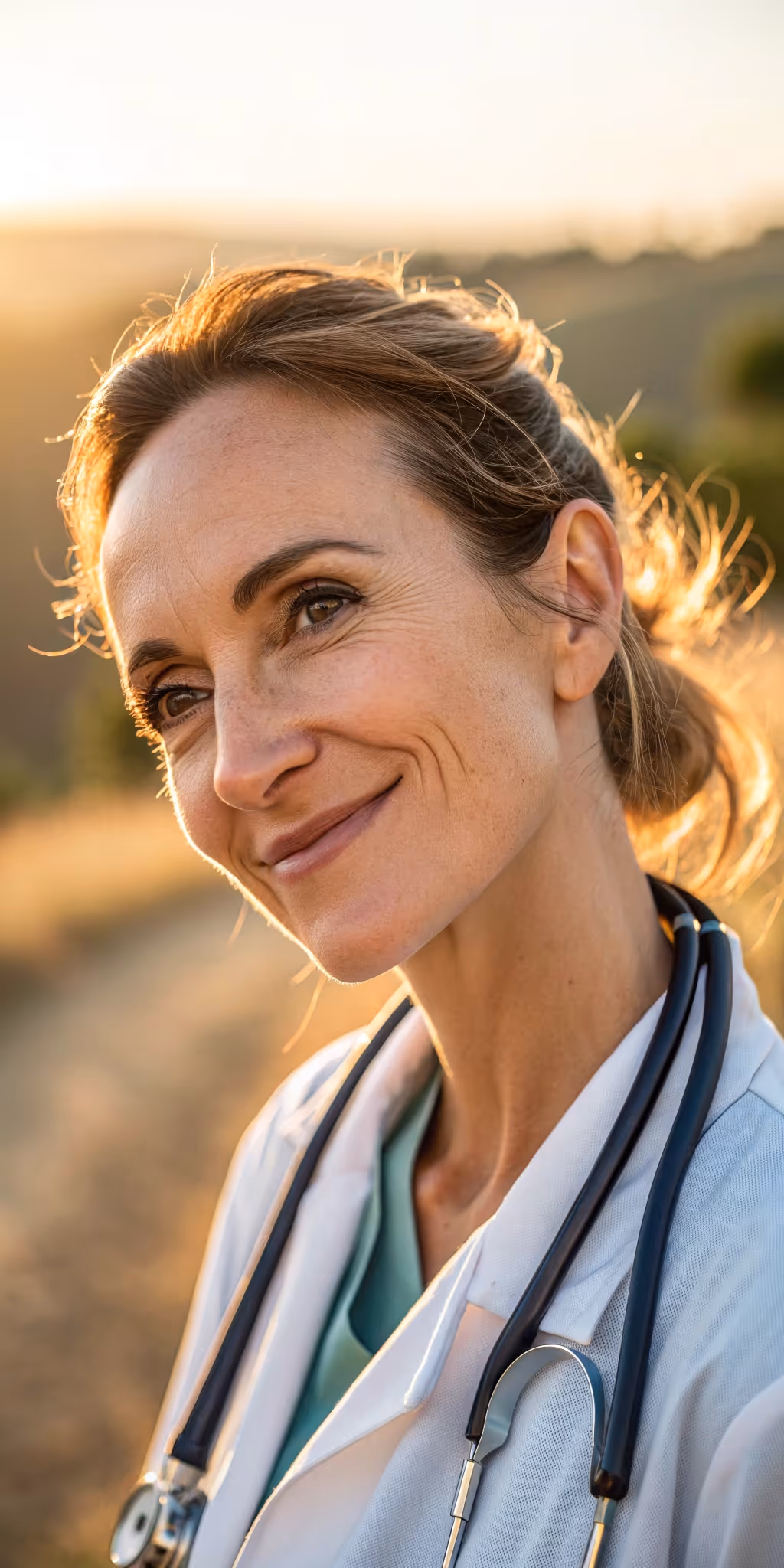 Female physician warmly smiling