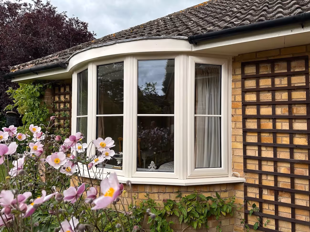New installed UPVC bay windows at a bungalow.