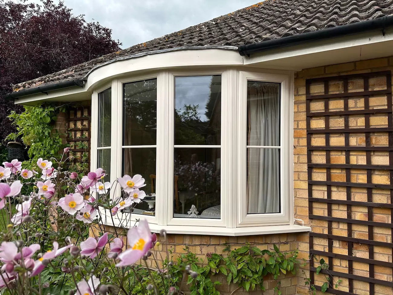 New installed UPVC bay windows at a bungalow.