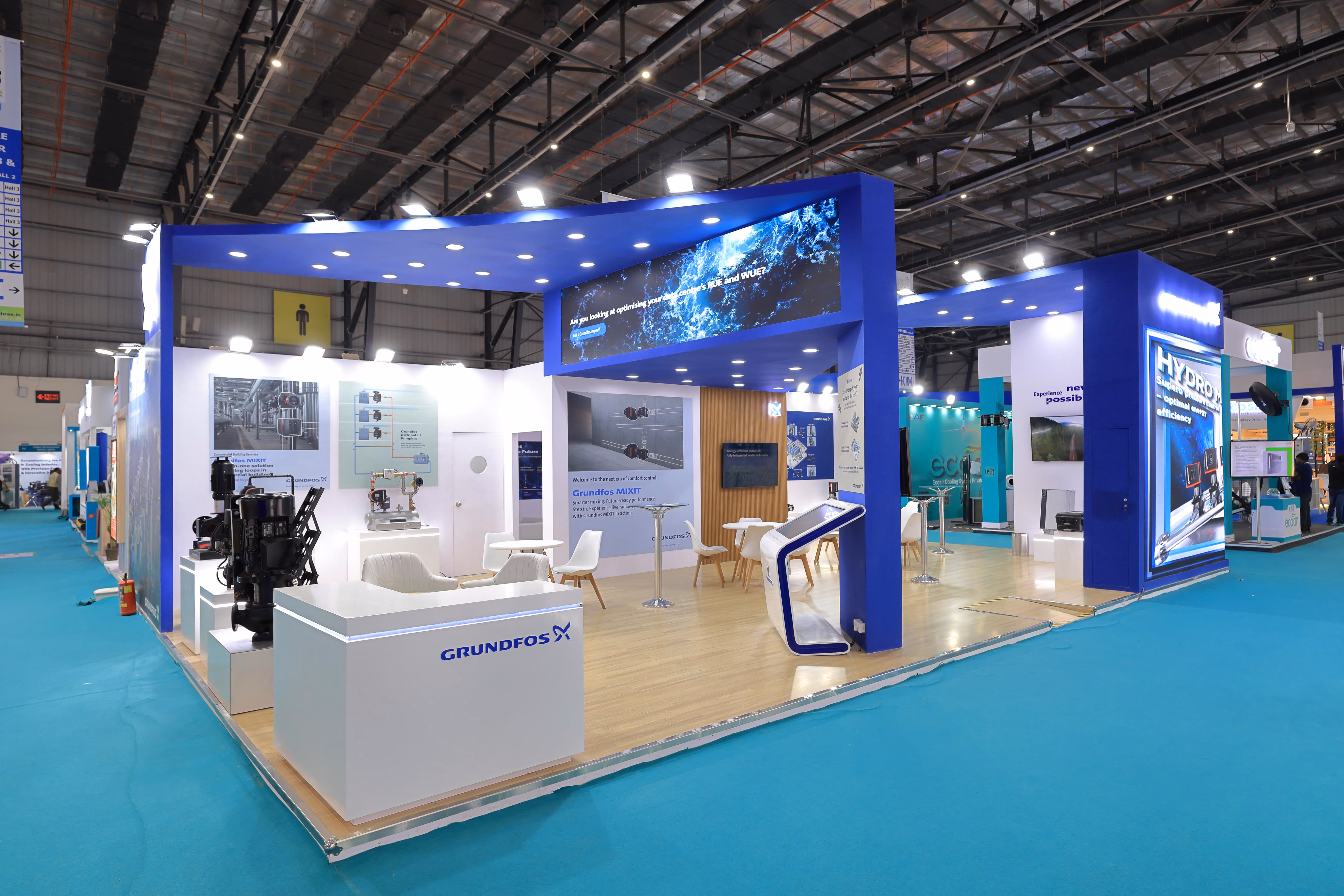 Grundfos exhibition booth designed by Blues N Coppers