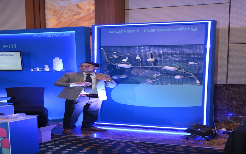 Illuminated exhibition stand at a trade show, designed by Blues N Coppers