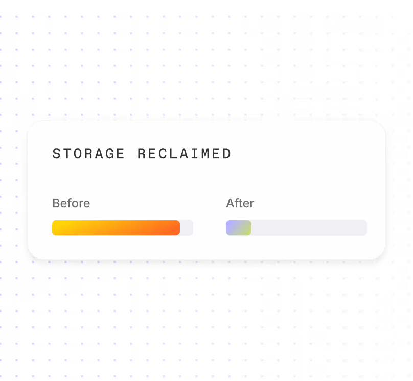 Illustration representing storage reclamation showing before and after states of Microsoft 365 tenant storage usage