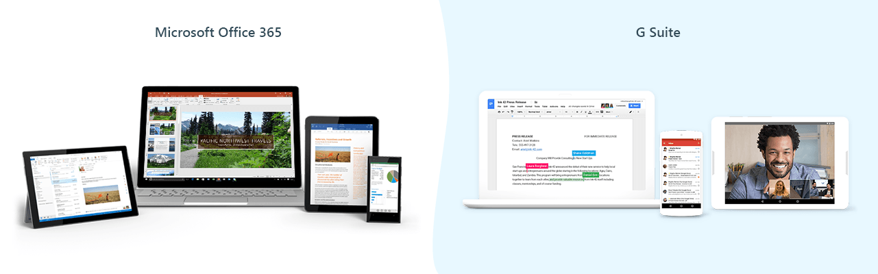 microsoft Office 365 vs Google G Suite