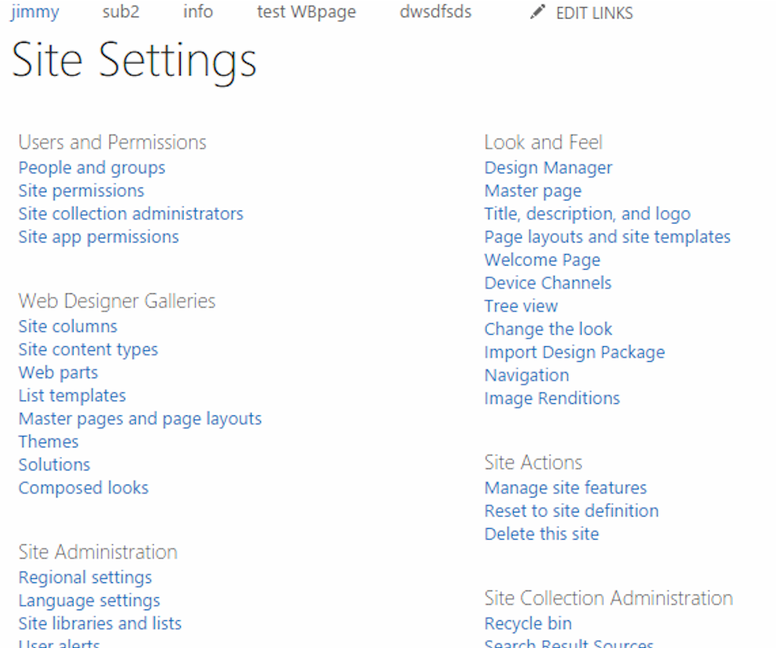 SharePoint Site Settings