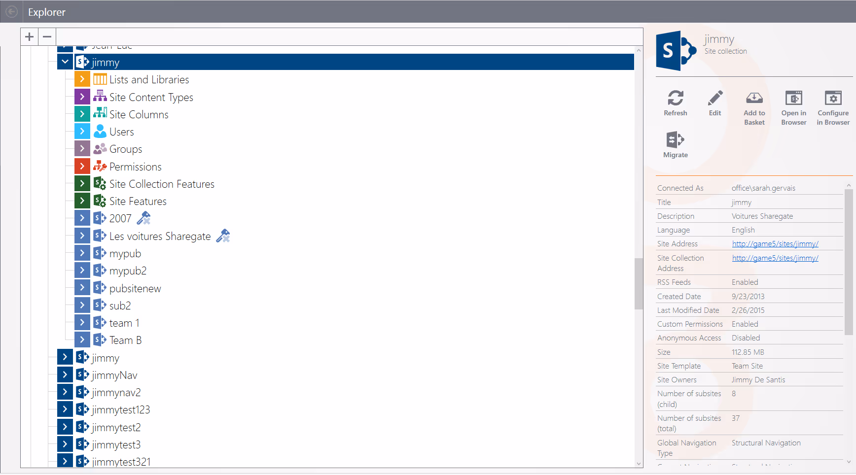 Select source in Sharegate