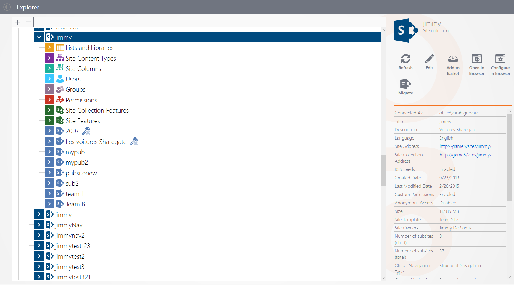 Select source in Sharegate