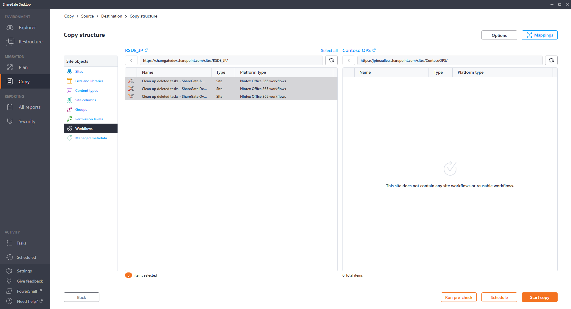 ShareGate migrating Nintex workflows.