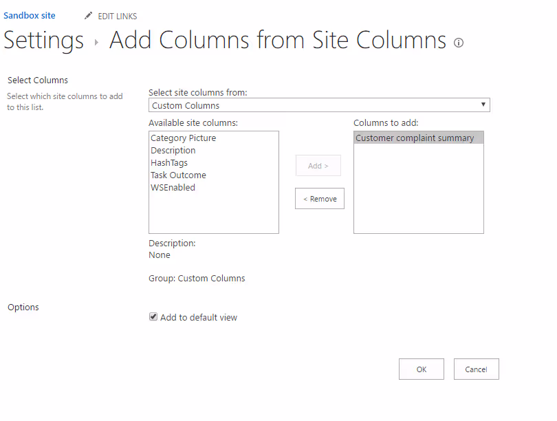 add SharePoint Site Column