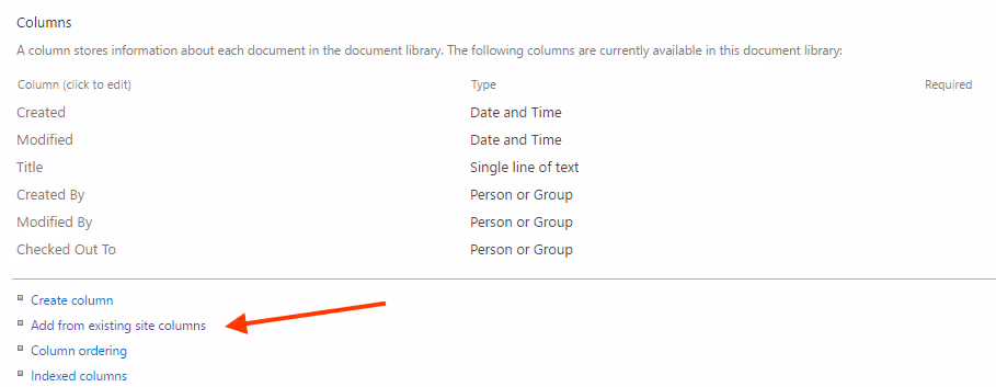 Use SharePoint Site Column settings