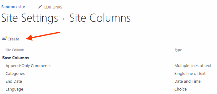 Create a new SharePoint Site Column