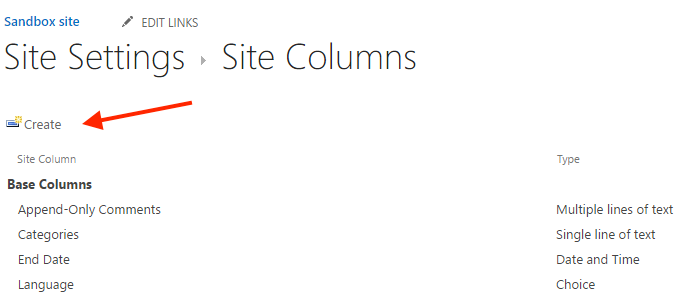 Create a new SharePoint Site Column
