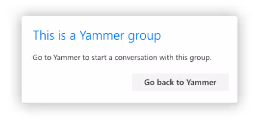 Yammer Group Popup Box