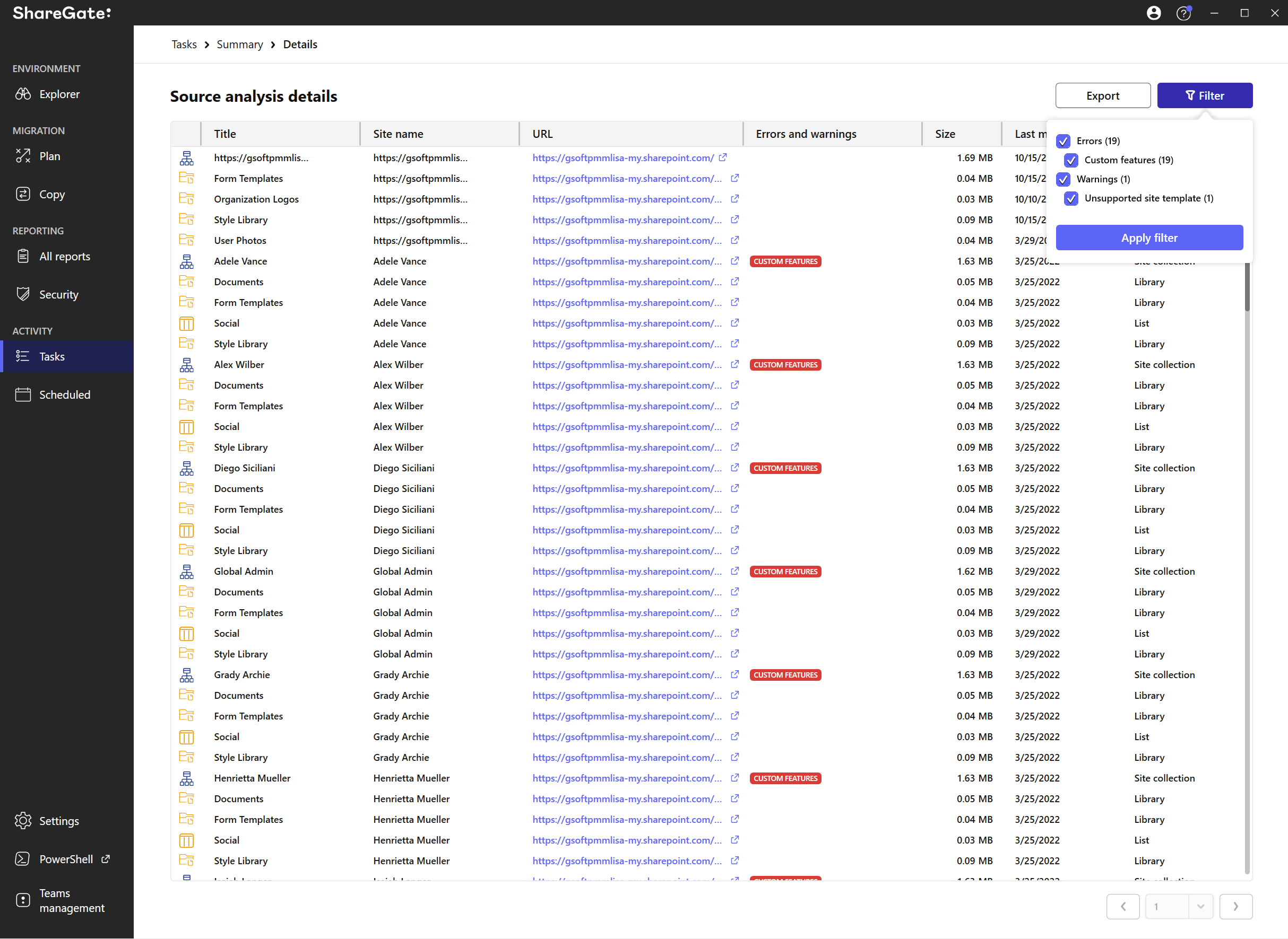 Sgm Source Analysis Filter Errors And Warnings