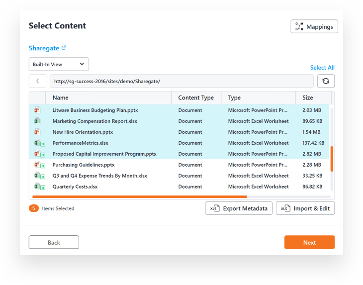 Sharegate Explorer - Select Documents 
