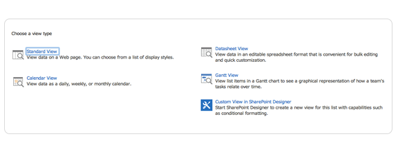 SharePoint view types