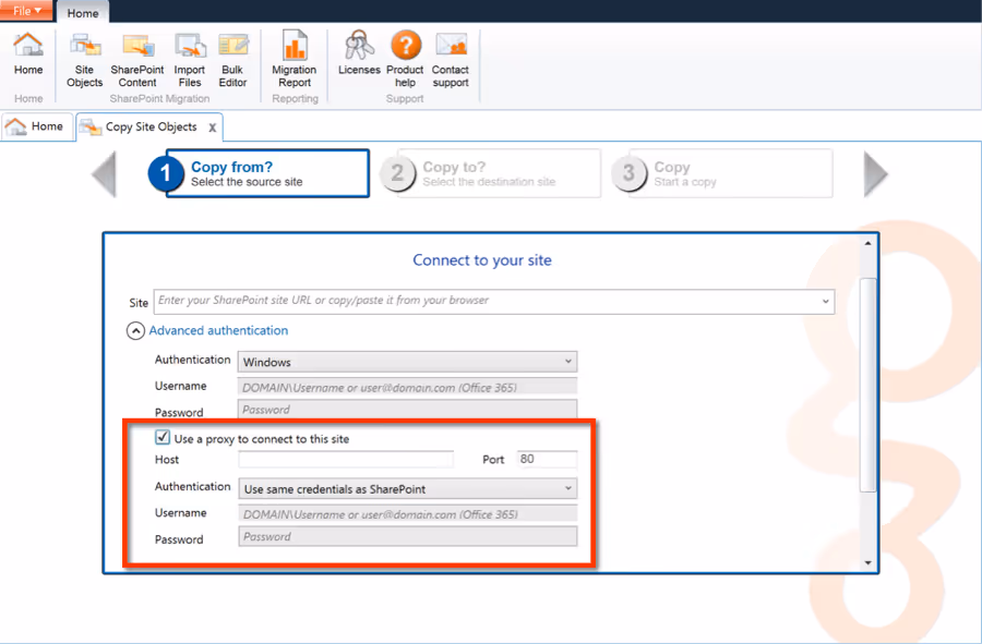 Sharegate SharePoint Migration Proxy Connection