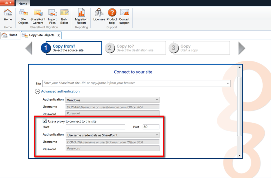 Sharegate SharePoint Migration Proxy Connection