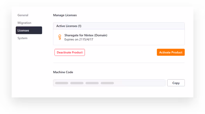 Deactivate Sharegate License