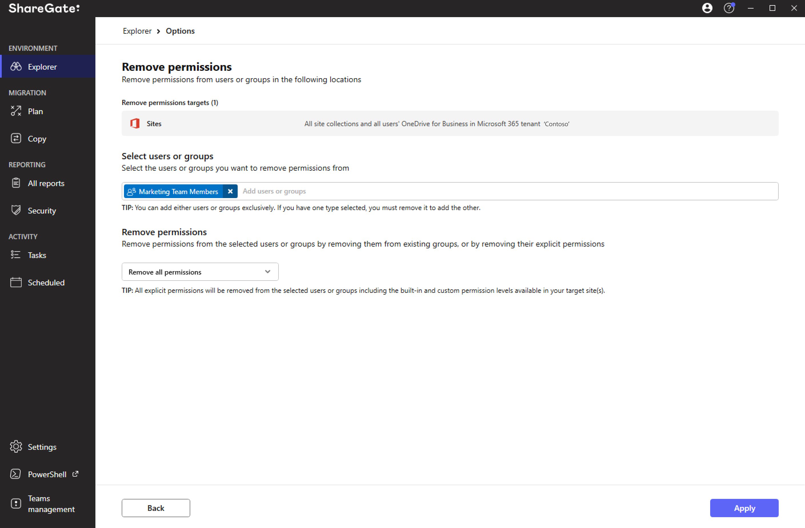 Managing permissions for users and groups in SharePoint: Remove permissions