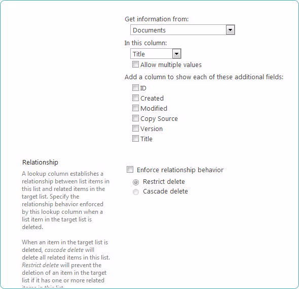 SharePoint List or Library Lookup Column