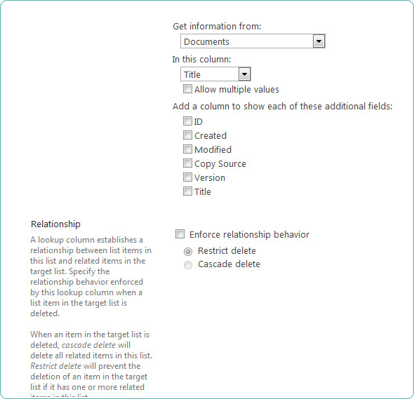 SharePoint List or Library Lookup Column