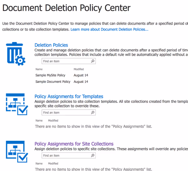 New SharePoint 2016 Compliance Center