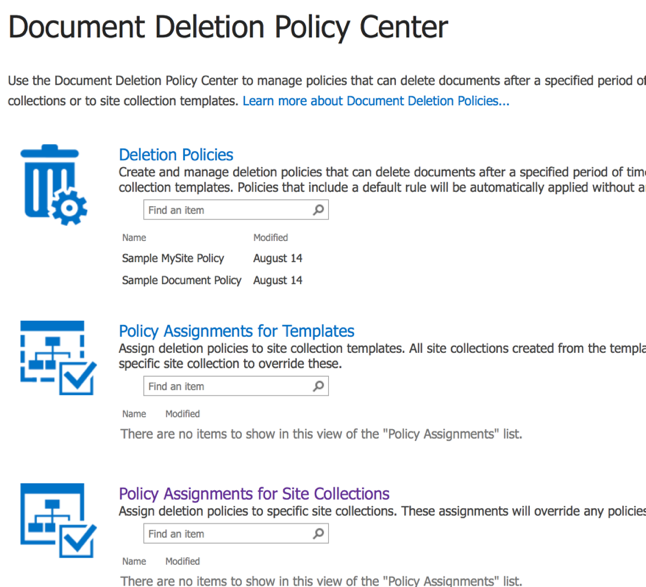 New SharePoint 2016 Compliance Center